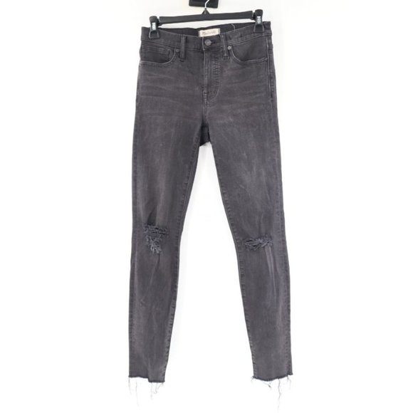 Madewell Denim - Madewell Womens 26 9" High Rise Skinny Denim Jean Lunar Wash Stretch Ripped Knee